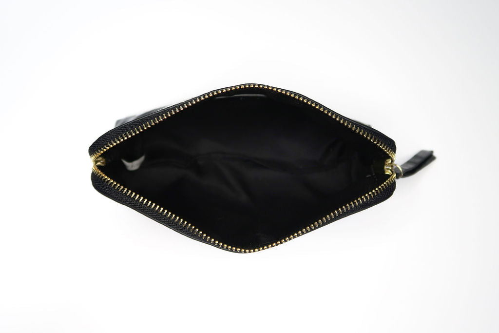 Noir Onyx Crocodile Cosmetic Bag