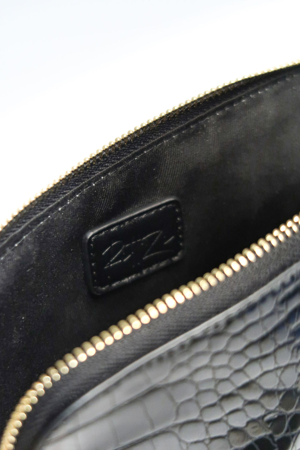 Noir Onyx Crocodile Cosmetic Bag