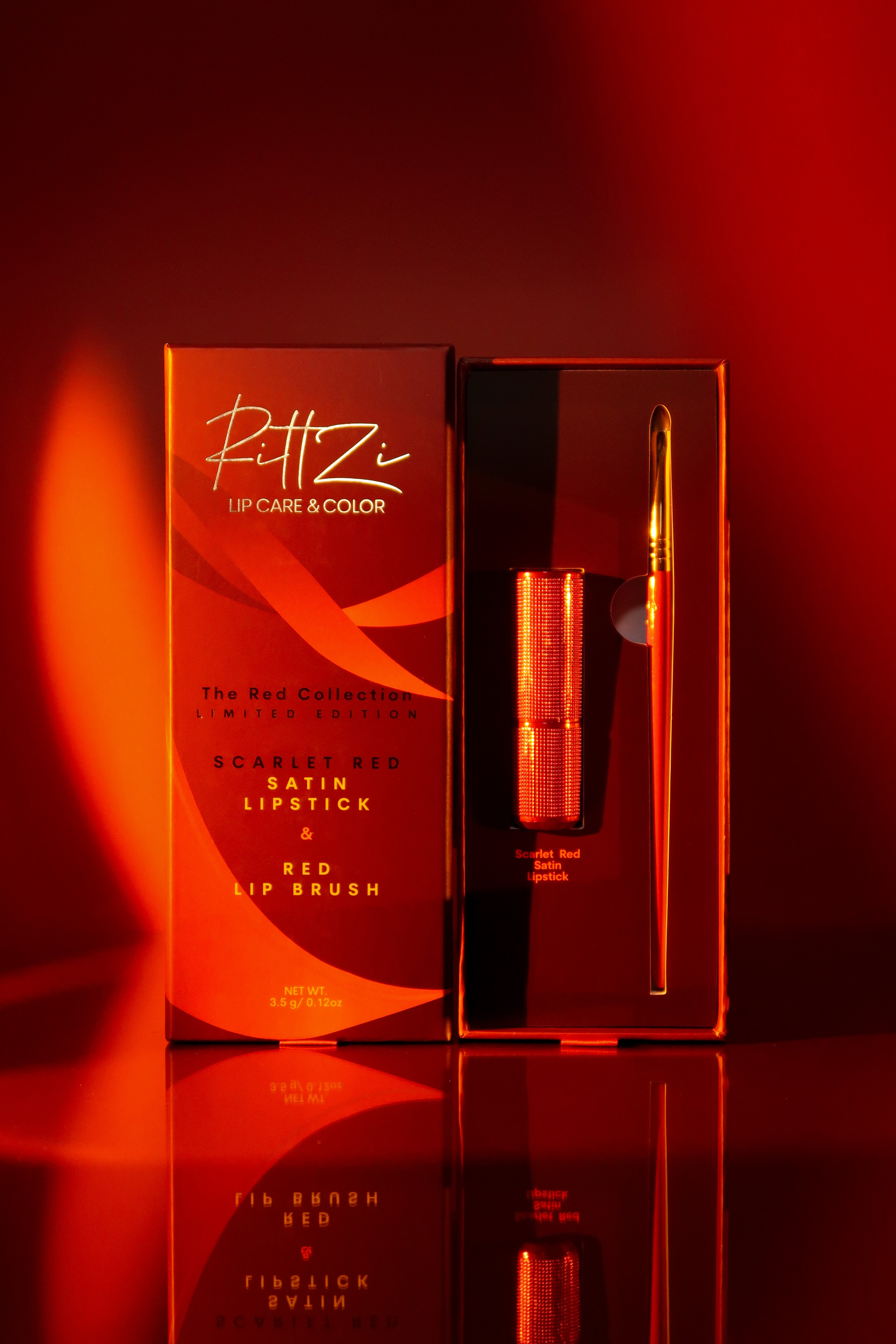 リップスティックセット RD-02 RD-228 Exotic Red 327 The Red Collection: Satin Lipstick + Lip Brush 2PC Set – RittZi