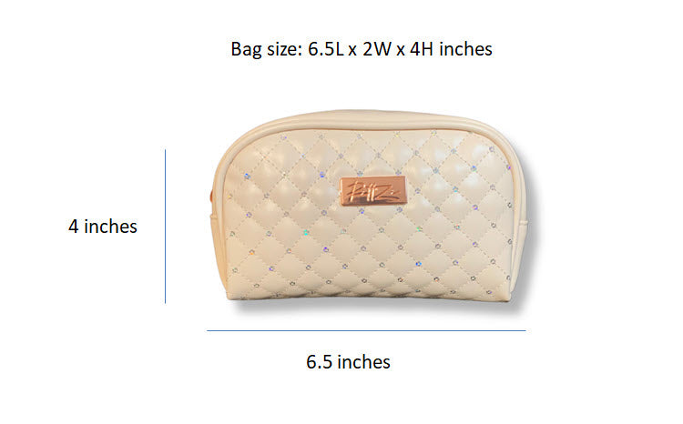 Cream Quilted Cosmetic Bag