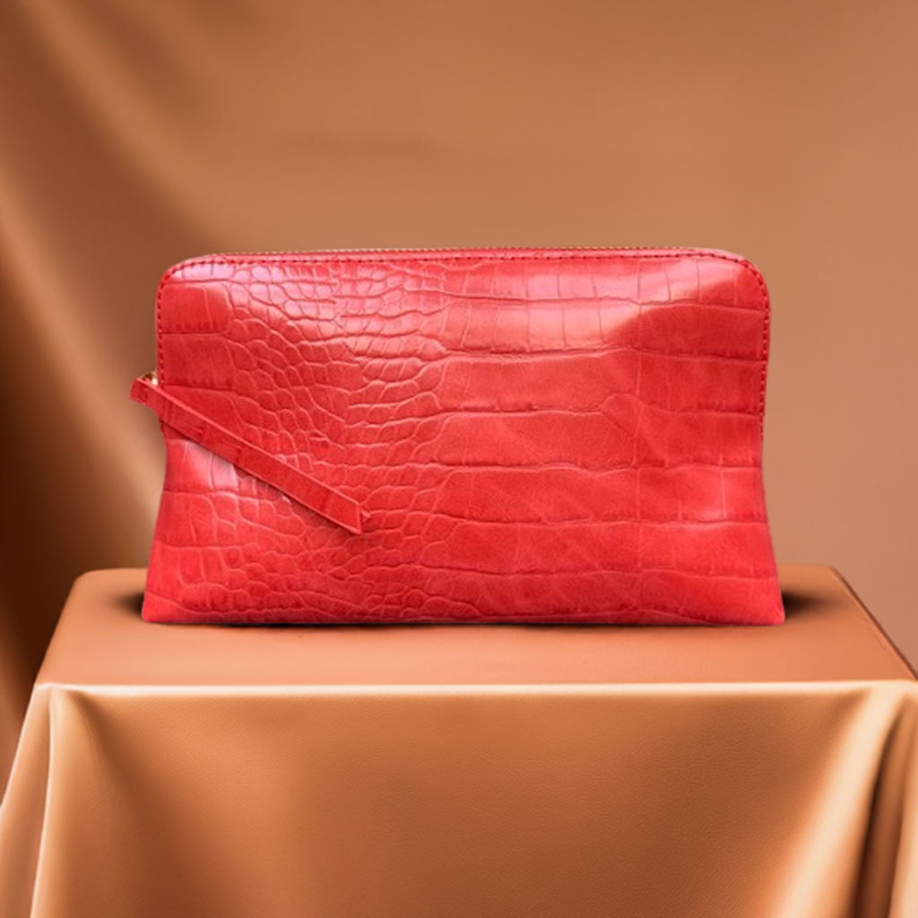 Crimson Rêve Crocodile Cosmetic Bag